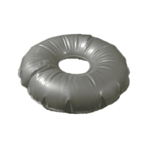 Water Bag: A gray inflatable cushion with a circular shape and an open center, designed to provide comfort and support while sitting.