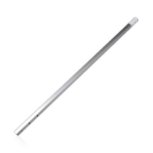 The V3 Canopy Frame - Upper Leg - Part #13 is elegantly designed in sleek silver, featuring a rounded tip and a flat side for easy attachment, making it ideal for tablet or touchscreen device use. It's displayed against a plain white background.