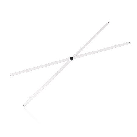 The V4 Steel Canopy Frame - Frame Truss - Part #7 consists of two long, thin, white rods that intersect at an angle, joined at a central black point against a plain background.