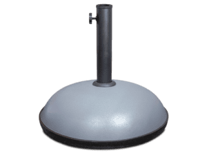 Introducing the 80 Lbs Umbrella Base: a sleek gray stand featuring a rounded, smooth base and a vertical pole holder equipped with an adjustable knob for secure umbrella placement. The simple yet functional design makes it ideal for outdoor or patio use.