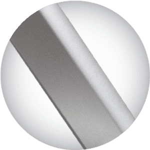 Close-up of a metallic gray diagonal stripe on a white background.