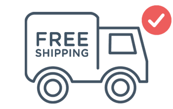 Illustration of a delivery truck with the words Free Shipping on its side, promoting our Custom Tents and Canopies. A red check mark graces the top right corner, symbolizing quality and assurance.