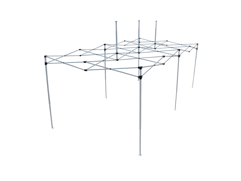 10'x20' Pop Up Canopy Frame Add-On featuring a collapsible metal structure with multiple legs and crisscrossing supports, set against a plain background.
